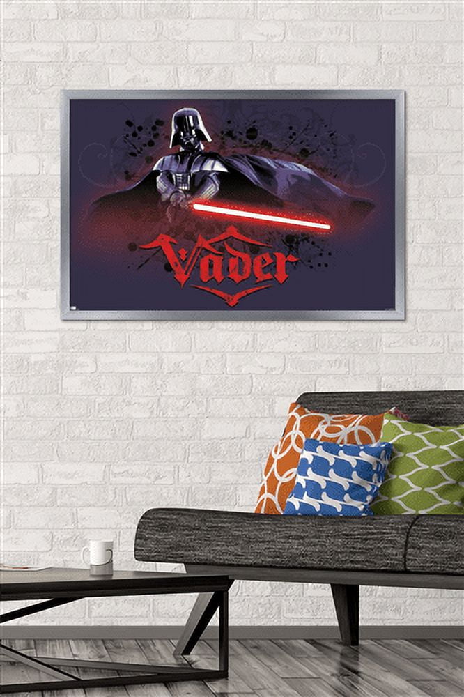 Star Wars: Original Trilogy - Vader Calligraphy Wall Poster, 22.375" x 34", Framed