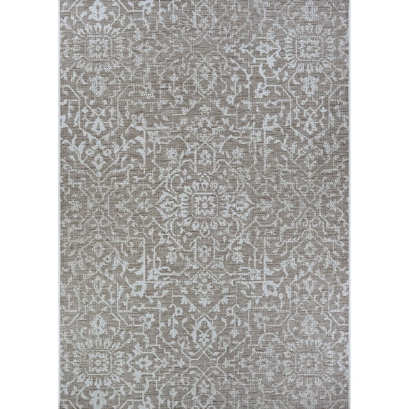 Couristan 2' x 3.5' Brown and Ivory Geometric Rectangular Outdoor Area Throw Rug