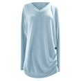 thumbnail image 4 of EDFBUYKRS Fall Button Down Shirts for Women Solid Color Long Sleeve Blouses Fall Work Casual Tops with Pocket L, 4 of 5
