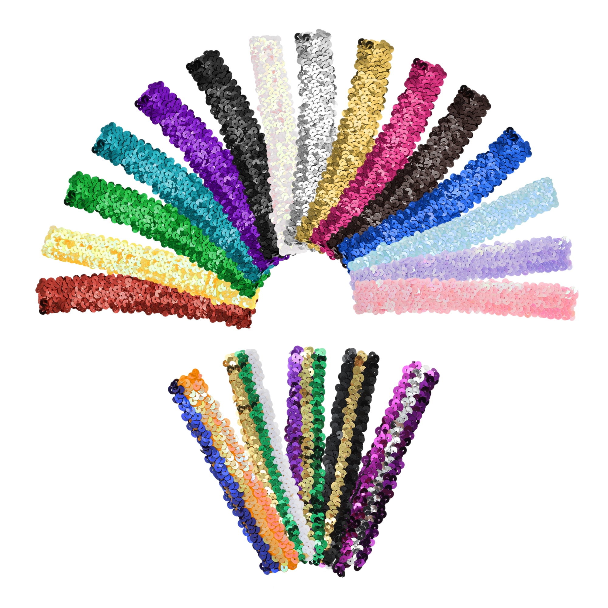 Unique Bargains Stretch Sequins Headbands 1 Pc Gold Tone Green Purple