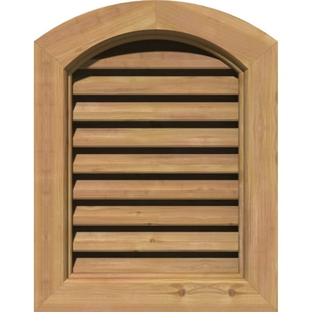 

12 W x 34 H Arch Top Gable Vent (17 W x 39 H Frame Size): Unfinished Functional Smooth Western Red Cedar Gable Vent w/ Brick Mould Face Frame