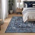 thumbnail image 2 of Bloom Rugs Washable Non-Slip 4x6 Rug - Blue / Charcoal Traditional Oriental Area Rug for Living Room, Bedroom, Dining Room, and Kitchen - Exact size: 4' x 6', 2 of 8