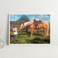 thumbnail image 4 of Oil Paint By Numbers Feeding Horse Girl Frameless Picture Craft Kit for Home, 4 of 9