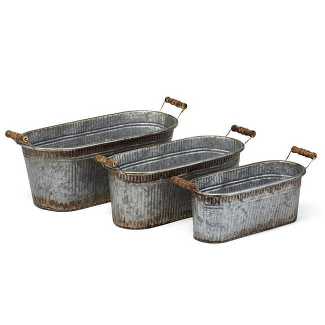 IMAX Z17224-3 Prairie Planters - Silver, Set of 3