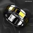 thumbnail image 5 of Tungsten Rings for Men Wedding Bands for Him Womens Wedding Bands for Her 8mm Dome Black Grooved Gold Center, 5 of 9