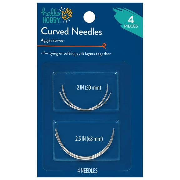 Hello Hobby Quilting Curved Steel Hand-Sewing Needles, Assorted Sizes, 4 Pieces