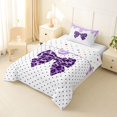 thumbnail image 2 of Manfei Cute Coquette Bow Twin Comforter Sets,Purple Leopard Pattern Bowknot Bedding Set,Polkadot Reversible,2-Piece,1 Comforter and 1 Pillowcase, 2 of 7