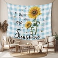 thumbnail image 2 of Sunflower Large Tapestry for Bedroom Wall Hanging Tapestry, Blue Plaid Farmhouse You Are My Sunshine Ceiling Backdrop Tapestries Poster Blanket Wall Decor for Teens Room Living Room Dorm 86" x 104", 2 of 8