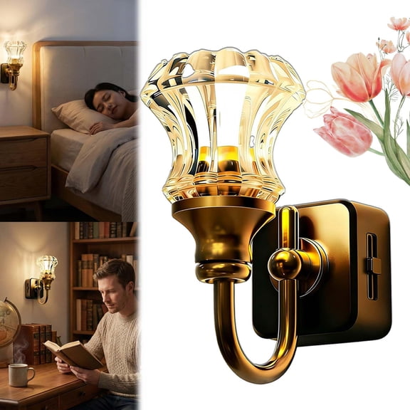 Flower Candle LED Vintage Plug in Night Light, Vintage Night Lights Plug Into Wall, Warm Lamp Walls Nightlight for Home Bedroom Hallway Stairway Decor