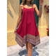 thumbnail image 5 of Vestido Bohemio con Bloques de Color para Mujer, Estilo Hawaiano, con Tirantes Finos y Vuelo. Rojo S, 5 of 10