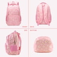 thumbnail image 5 of Forestfish Teen Backpack Set with Insulated Lunch Bag & Pencil Case, Water-Resistant Nylon School Bag（Daisy A/Pink）, 5 of 7