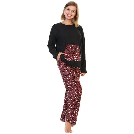 

Angelina Kangaroo Pocket Shirt Top with Flannel Pants Pajama Set