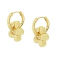 thumbnail image 2 of Madden NYC Women's Gold Tone Puffy Flower Charm Huggie Earrings, 2 of 3