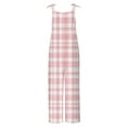 thumbnail image 4 of lcziwo Wamen Stripe Print Linen Jumpsuits Plus Size Adjustable Straps Summer Overalls Loose Fit Wide Leg One Piece Rompers Pants Beach Outfits Hot Pink XXXXL, 4 of 6