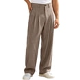 thumbnail image 6 of ShomPort Mens Dressy Pants Elastic Waist Straight Leg Loose Pleated Trousers Casual Business Officewear Pants, 6 of 9