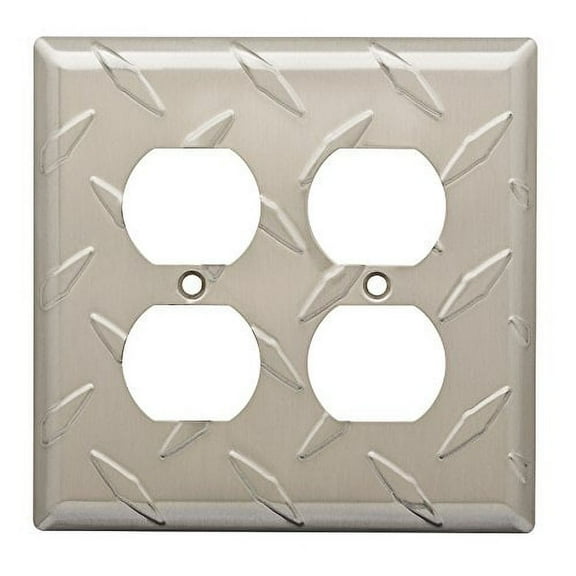Brainerd W32847-SN Diamond Plate Double Duplex Outlet Cover Plate