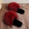 thumbnail image 4 of Wensltd Women Slippers Fluffy Slippers Open Toe Flat House Slippers Slip On Indoor Daily Red, 4 of 9