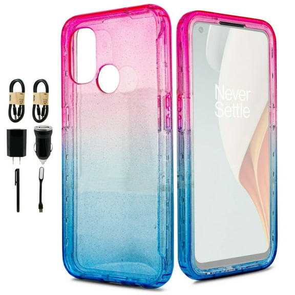 Value Pack ! for OnePlus Nord 1 Nord N100 Glitter Bling Full Body Built In Screen Protector Phone Case PU Shock Bumper Scratch Guard Skin Wrap Slim Cover