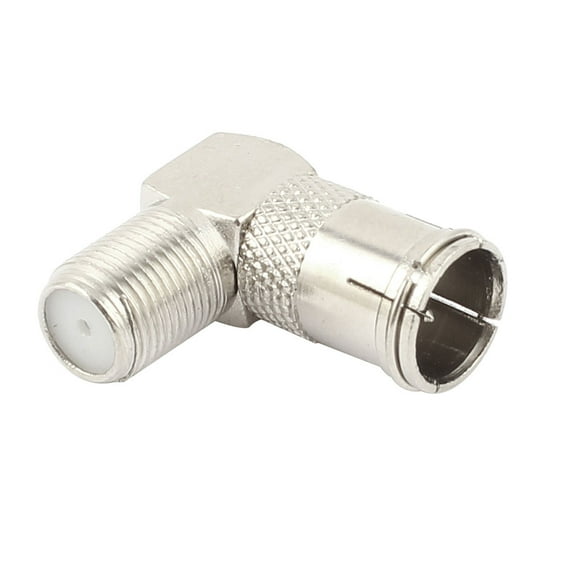 Uxcell TV Antenna F F/M Adapter Quick Right Angle RF Coaxial Connector Silver Tone