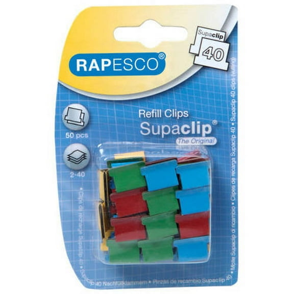 Rapesco Supaclip 40 Multi-Colored Refill Clips