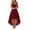Wine, variant on Fshinging Women Summer Dress Lace Bow Belt Irregular Length Sleeveless Chiffon Bridesmaid Party