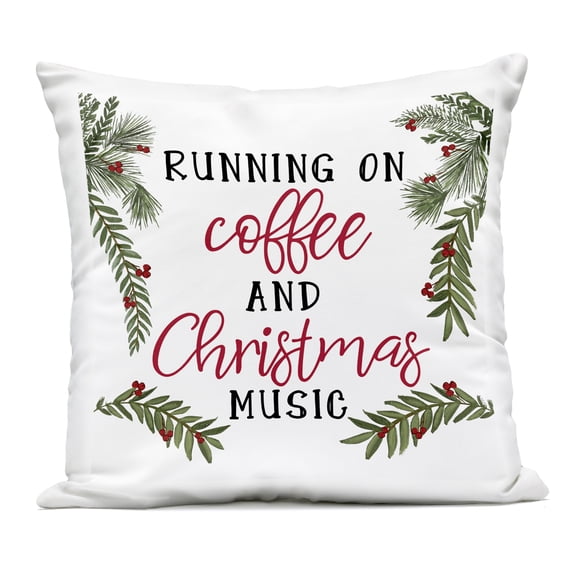 Stupell Industries Coffee & Christmas Music Outdoor Printed Pillow design by Dogwood Portfolio, 18 x 7 x 18