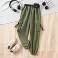 thumbnail image 2 of Hfolob Girl Pants Children Girls Pants Children Autumn Solid Color Pocket Cargo Pants Fanny Pack, 2 of 4