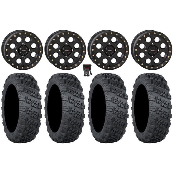 System 3 SB-7 15" Wheels Black (6 1) 32" Versa Cross V3 Tires Can-Am Maverick X3 / Honda Pioneer 1000 / Talon