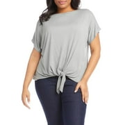 Karen Kane Plus Size Boat Neck Tie Front Top