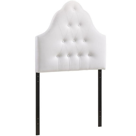 Hawthorne Collection Twin Vinyl Tufted Panel Headboard in White
