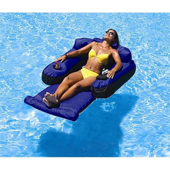 NewAlthlete Ultimate Inflatable Nylon Floating Pool Lounge with Drink Holder, Blue