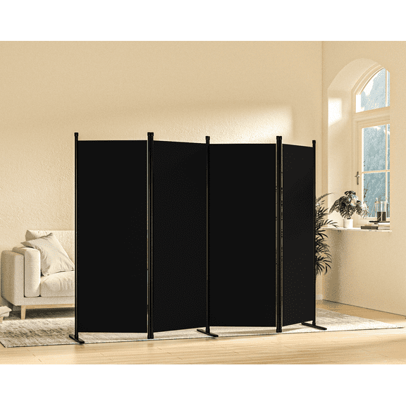 TANGJEAMER Room Divider-4 Panels Folding Privacy Screens, Partition Room Dividers Wall for Separation, Home, Office, Classroom, Studio(Black)