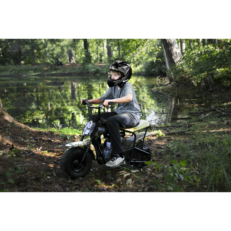 Monster Moto Classic Gas-Powered Mini Bike, Black With Pink And Red Decals