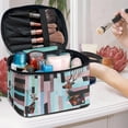thumbnail image 4 of HELLHERO Colorful Deer Patchwork Design Large Capacity Makeup Bag Polyester Brush Holders Vanity Storage with Brush Holder Lightweight, 4 of 5