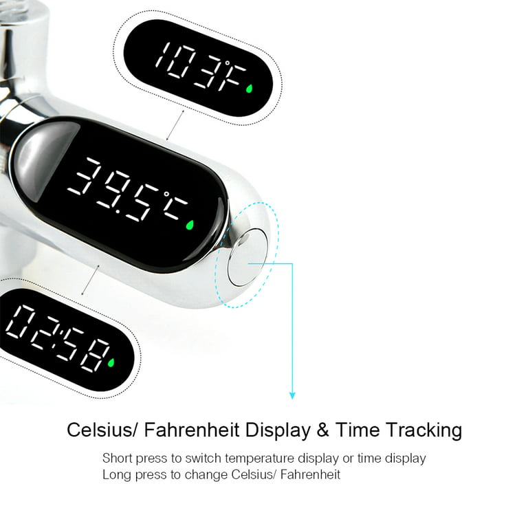 KAMEISHI Shower Thermometer Second Generation Led Digital Display Baby Bath  Water Fahrenheit Celsius Thermometer 360°Rotating Screen for Home Bathroom