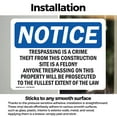 thumbnail image 3 of (2 Pack) Trespassing Is A Crime Theft From This Construction OSHA Notice Sign, 3 of 7