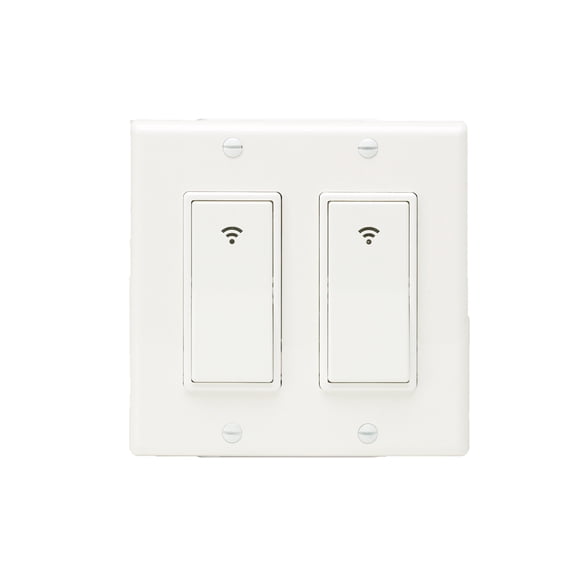 Tuya Smart WiFi Push Light Switch,White,118mm,10A,with Alexa, Google Assistant, Neutral Wire Required, Schedule Setting APP Remote Control Timer, 2.4GHz Wi-Fi (2-Gang)