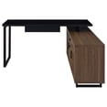 thumbnail image 4 of Doxx L Shape Computer Desk- 2 Doors Drawers Black Metal- Walnut Wood, 4 of 6