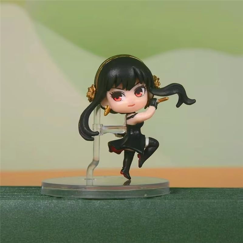 Newly Anya Yor Figure Bond Fuder Figure Loid Forger Figure Jumping Q Version Action Figures 6cm/2.4inch Handmade PVC Anime Collectible Craft Gift
