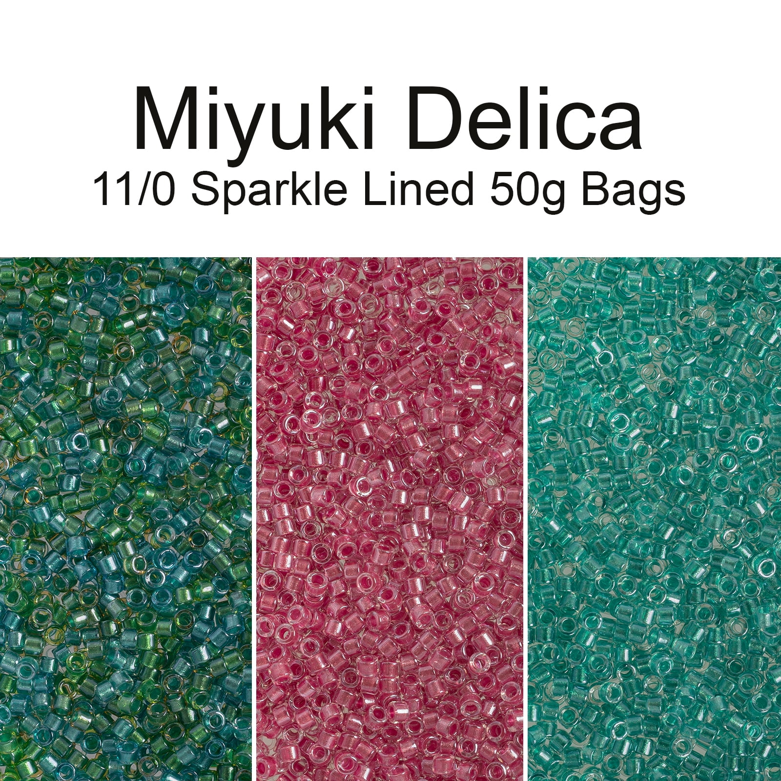 Miyuki Delica 11/0 - Pink Sparkle Crystal Lined DB0902 - 50gms Bag of Japanese Glass Beads
