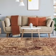 thumbnail image 2 of HomeRoots 487126 5 x 8 ft. Maroon & Gold Abstract Power Loom Distressed Stain Resistant Rectangle Area Rug, 2 of 8