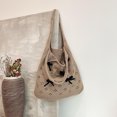 thumbnail image 4 of Lindo bolso de mano de ganchillo con lazo bolso de hombro de verano bolso de playa grande para mujer (caqui), 4 of 9