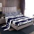thumbnail image 1 of Erosebridal Cartoon Anchor Bed Sheets Set King Size, Ocean Wave Bed Sheets King, Stripe Geometry Decor, 1 of 7