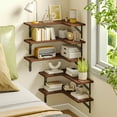 thumbnail image 5 of Tomnk Corner Floating Shelves, Set of 5 Rustic Wood Wall Shelves, Dark Carbonized Black, 5 of 7