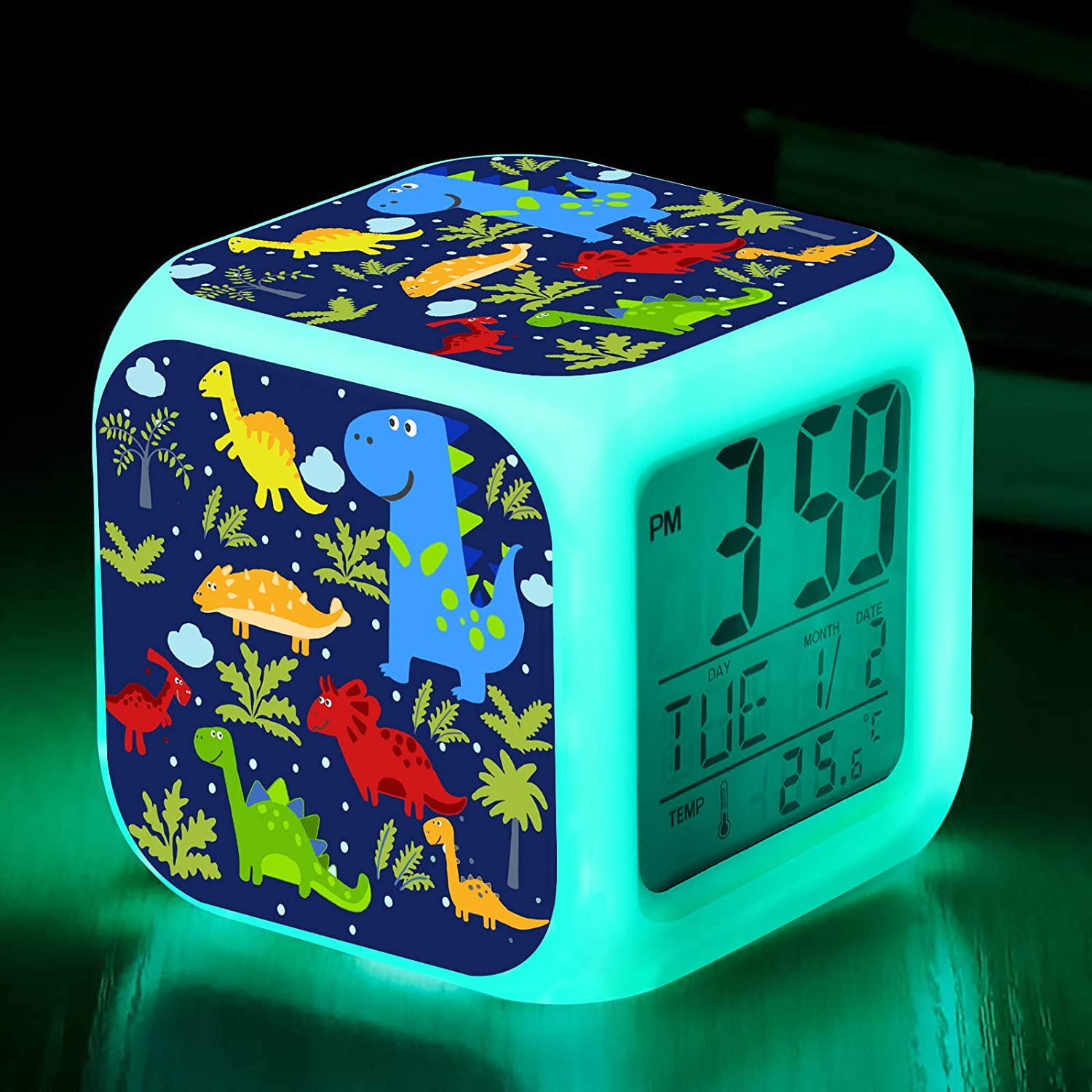 LED Digital Glowing Cube Alarm Clock Night Light For Bedroom Child Kids Gift Hot 