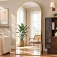 thumbnail image 2 of BEAUTYPEAK 79"x 38" Oversized Full Length Mirror Arch Standing Floor Mirror Full Body Mirror, Gold, 2 of 9