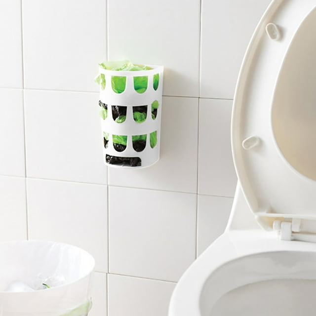 Oleegame 1PC Spoon And Lid Rest Wall Mounted Garbage Bags Tray Storage Box Multipurpose Plastic Bags Holder Rack Kitchen Tableware Sundries Organizer White