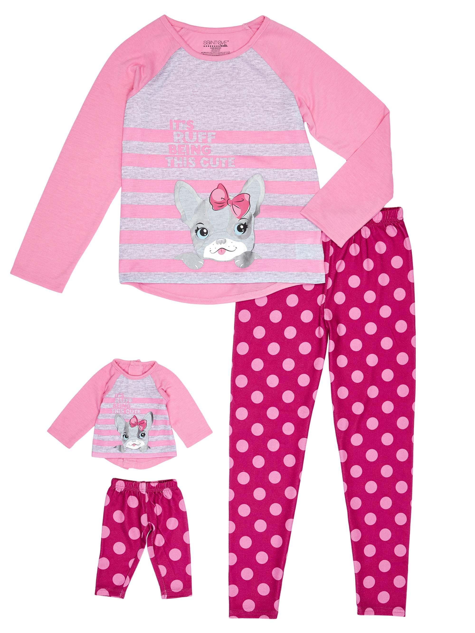 Dollie & Me Girls Cowl Neck Emoji Legging Set and Matching Doll Outfit Dress