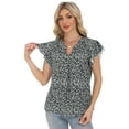 thumbnail image 6 of Sexy Dance Womens Tops Dressy Floral Short Sleeve T-Shirts Trendy Ruffle Loose V-Neck Tunic Tops Beach Boho Casual Tee, 6 of 7