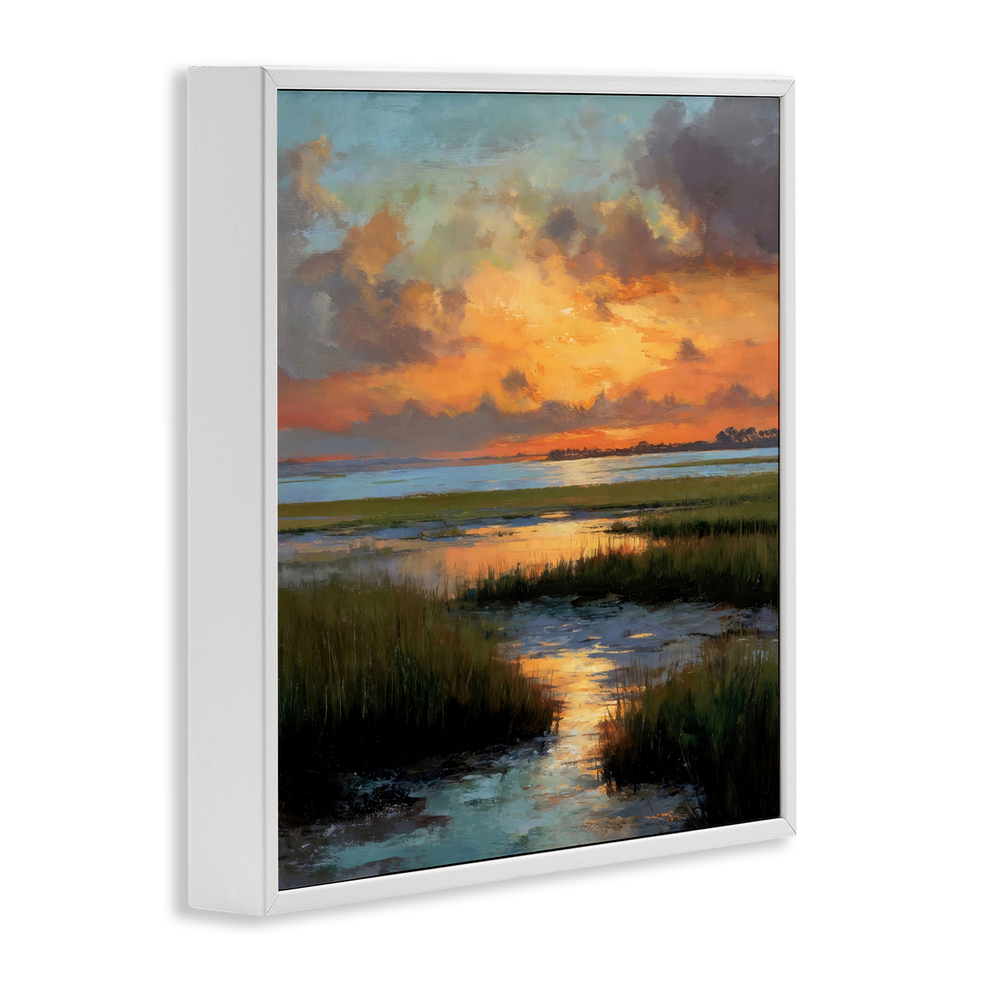 Stupell Industries Evening Marshland Glow White Framed Giclee Art, design by Petal Prints Design